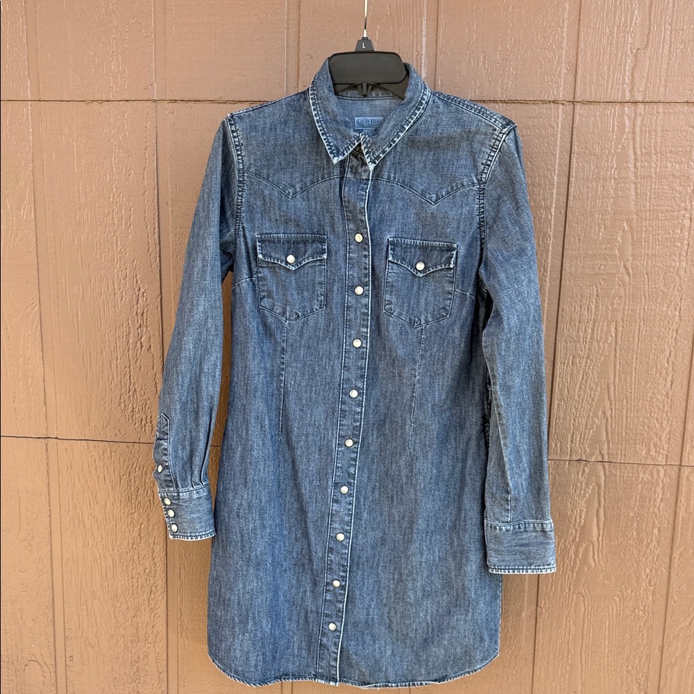 Lucky Beand Denim Button-Front Shirt Dress